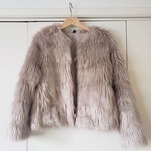 H&M Taupe Faux Fur Jacket Small S